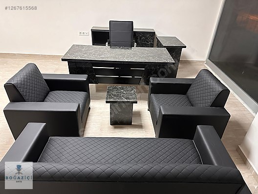 BOĞAZİÇİ OFİSTEN BLACK MAKAM TAKIMI KOLTUKLAR DAHİL 8 PARÇA SET! #1267615568
