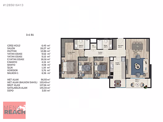 FUZUL AVRASYA 3 - 3+1 SATILIK DAİRE (Devirli) Borçsuz #1285616413