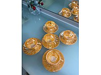 Antika sarı fincan takımı