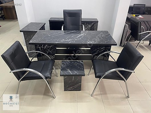 BLACK OFİS MAKAM TAKIMI SANDALYELER DAHİL 7 PARÇA SET ŞOK FİYAT! #1237624342