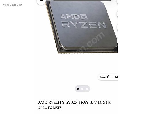 Ryzen 9 5900x 12 çekirdek sahibinden.comda - 1309625910