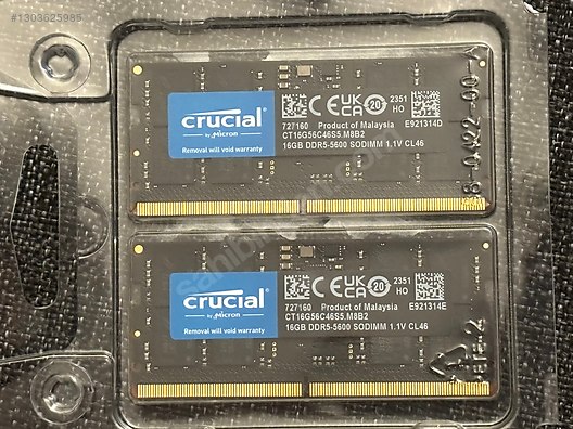 Crucial 32GB Ddr5 5600 Sodımm CL46 (16x2) Notebook Ram sahibinden