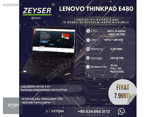 (美品)レノボThinkPad E480 i5-8250U 8GB SSD Lenovo / LENOVO Thinkpad E480 i5-8250U/8GB/256GB Hafif Kusurlu