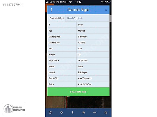 EMLAK DÜNYSINDA ÇARIK KÖYDE SATILIK TARLA #1187627944