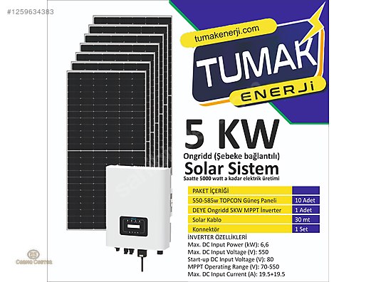 İkinci El ve Sıfır Alışveriş / Bahçe & Yapı Market / Yapı Malzemeleri / Isıtma / Güneş Enerjisi Sistemi