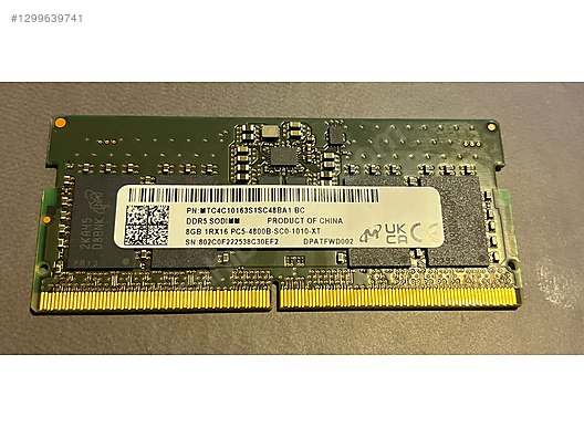 Micron 8gb Ddr5 4800MHZ Notebook Ram 2 adet sahibinden.comda