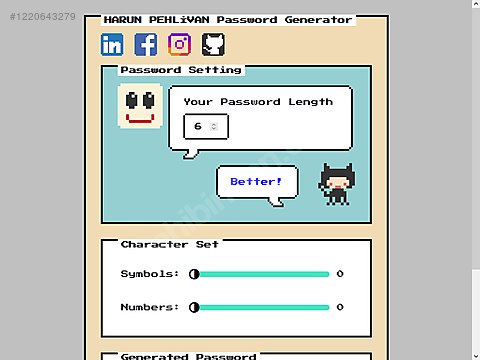 8 Bit Password Generator sahibinden.comda - 1220643279