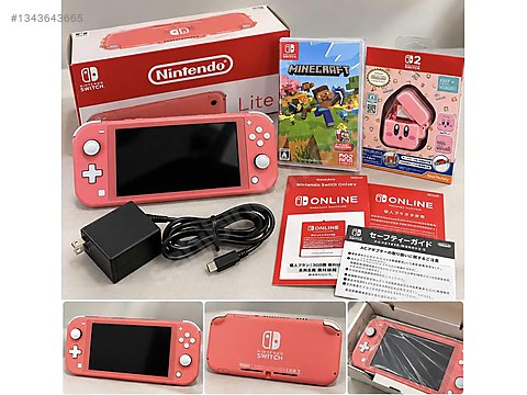 Sıfır Nintendo Switch Lite Mercan Pembe, Minecraft, Kirby on