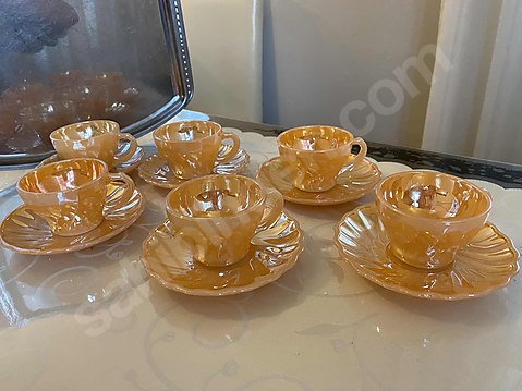 anchor hocking marka orijinal 6'lı vintage fincan takımı