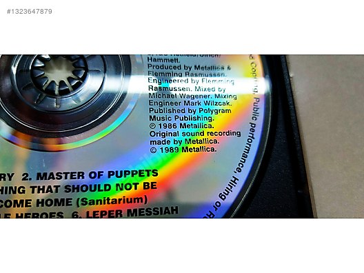 1989 Orijinal Dönem Baskı Metallica Master of Puppets Albüm CD