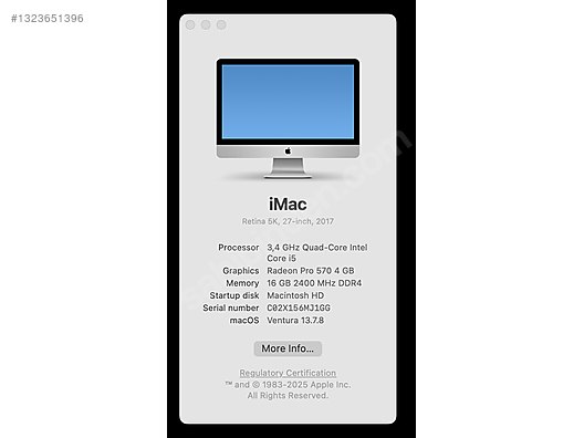 Apple / İLK SAHİBİNDEN KUTULU APPLE IMAC (2017) 27 İNÇ 5K