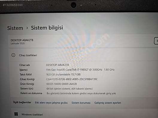 Dell / DELL LATITUDE + İ7 1185G7 + 16 GB RAM + SSD on sahibinden