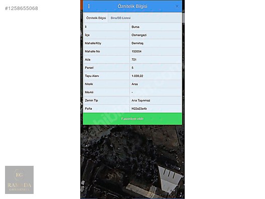 RG DEN DEMİRTAŞTA SATILIK 1.039 M2 VİLLA İMARLI ARSA #1258655068