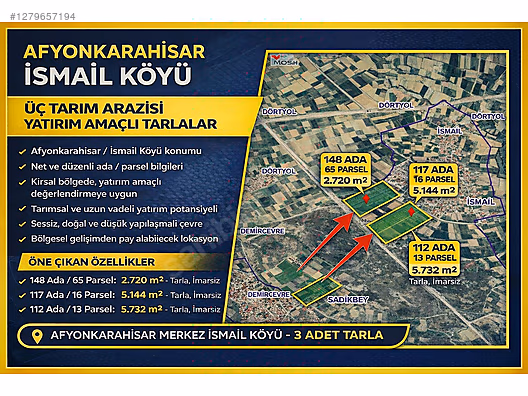 İsmail Köyünde Satılık Tarlalar Yüksek Hızlı Tren Durağı Yatırım