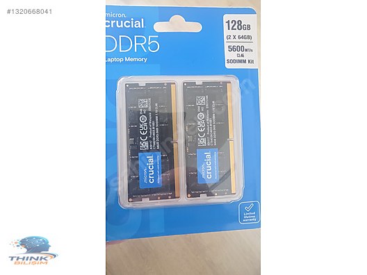 Crucial 128GB 2 x 64GB DDR5 RAM 5600MHz 5600 SODIM RAM sahibinden