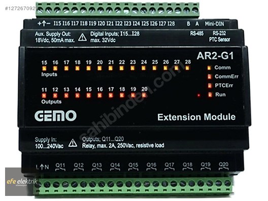 Gemo AR2-G1-230VAC-12D2A Plc Genişletme Modülü Ray Tipi - Gemo ...