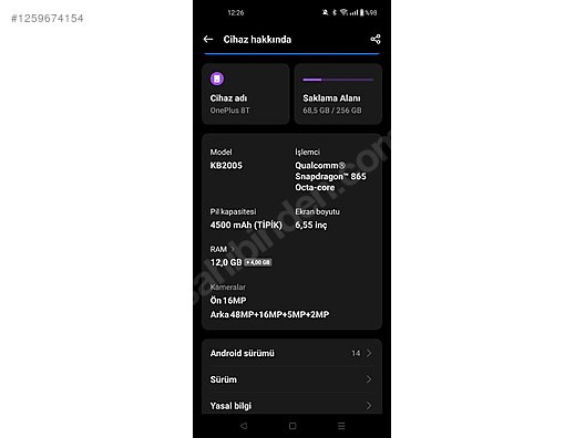 İkinci El ve Sıfır Alışveriş / Cep Telefonu & Aksesuar / Cep Telefonu / OnePlus / 8T