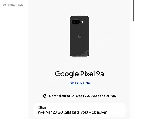 Google / Pixel 9a / Google Pixel 9a 128GB Obsidian on sahibinden
