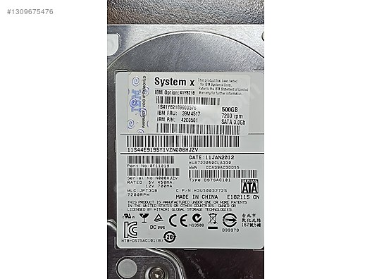 IBM Systemx 500 GB 7200 Rpm Hard Disk Sata 3.0 sahibinden.comda