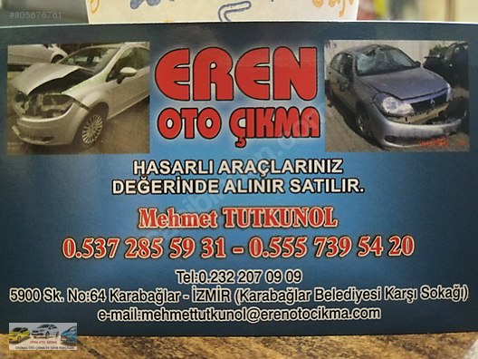 Izmir Karabaglar Eren Oto Cikma Yedek Parca Aksesuar Donanim Tuning Ilanlari Sahibinden Com Da