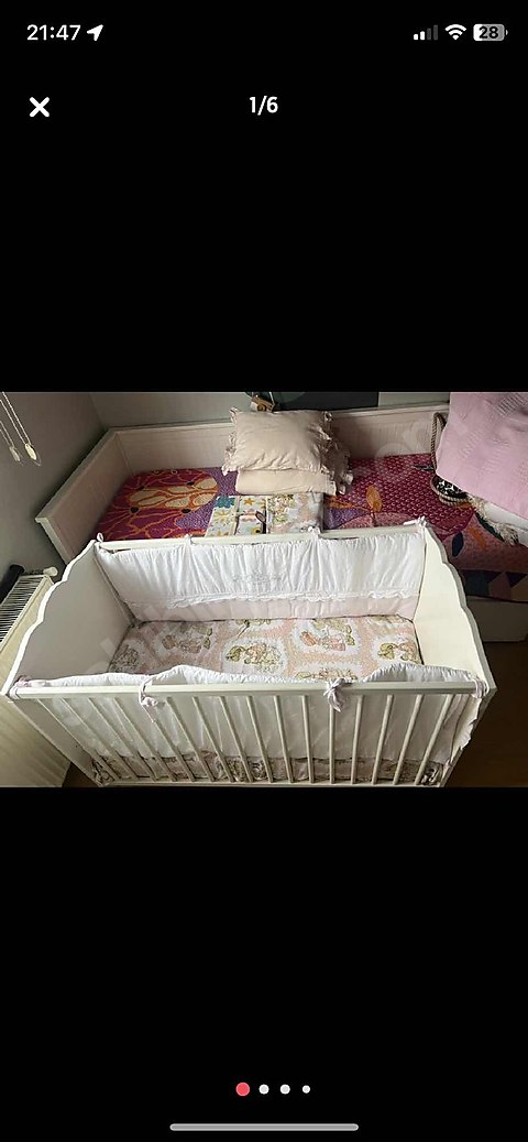İkea beşik,yatak,yan koruma, yorgan yastık