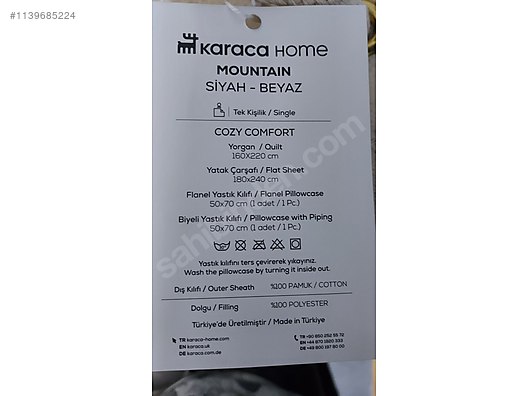 Karaca Home Mountain Tek Kişilik Cozy Comfort Beyaz-Siyah