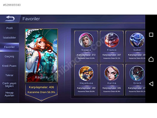 mobİle legends 2 adet hesap at 526685580