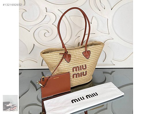 Miu Miu Woven Straw Raffia Tote Bag İthal Ürün - Miu Miu El