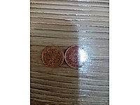 1 cent euro 2 tane biri 2002 basımlı diğeri 2014 basımlı