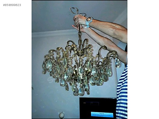 Antika Bronz Kristal Tasli Cok Sik Agir Avize At Sahibinden Com 858699623