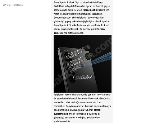 İkinci El ve Sıfır Alışveriş / Cep Telefonu & Aksesuar / Cep Telefonu / Sony / Xperia 1 IV