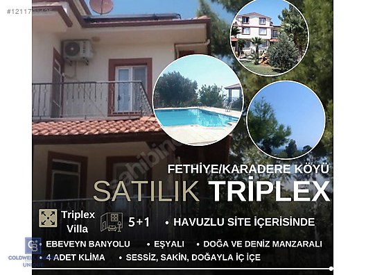 karadere For Sale / Villa / Fethiye Karadere de Satılık 5+1 Triplex Villa Havuzlu  Site İçi at sahibinden.com - 1211701425