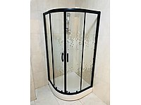 90x90 Siyah Kaliteli Akrilik Tekne Desenli Duşakabin 2.Yıl Gar.