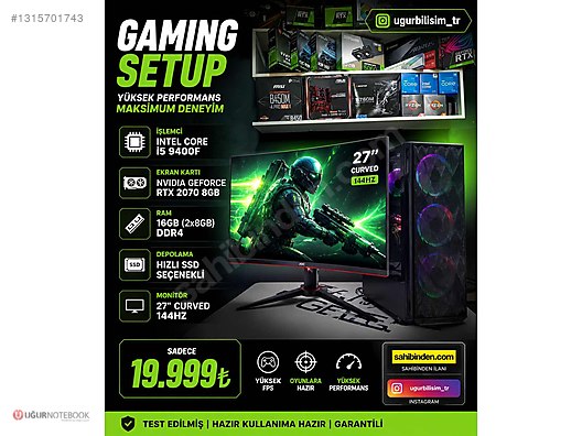 Toplama / OYUNCU RTX 2070 8GB HAZIR SİSTEM GAMİNG PC MONİTÖR DAHİL