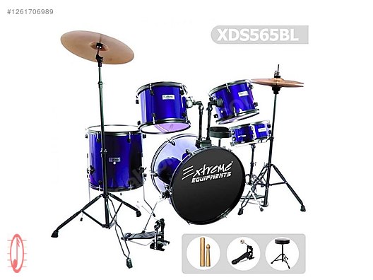 Extreme Bateri Davul Seti XDS565 Siyah-Kırmızı-Mavi-Pembe - Bateri