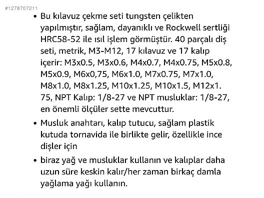 İkinci El ve Sıfır Alışveriş / Bahçe & Yapı Market / El Aletleri / Kılavuz & Pafta
