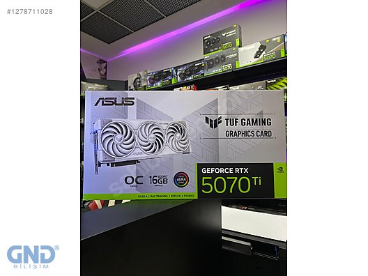 Resim ASUS TUF Gaming GeForce RTX 5070 Ti WHITE OC Edition 16GB GDDR7 
