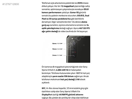 İkinci El ve Sıfır Alışveriş / Cep Telefonu & Aksesuar / Cep Telefonu / Sony / Xperia 5 II