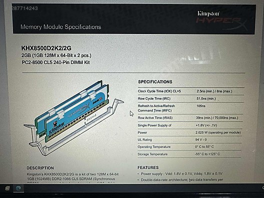 Kingston HyperX KHX8500D2K2 RAM sahibinden.comda - 1287714243