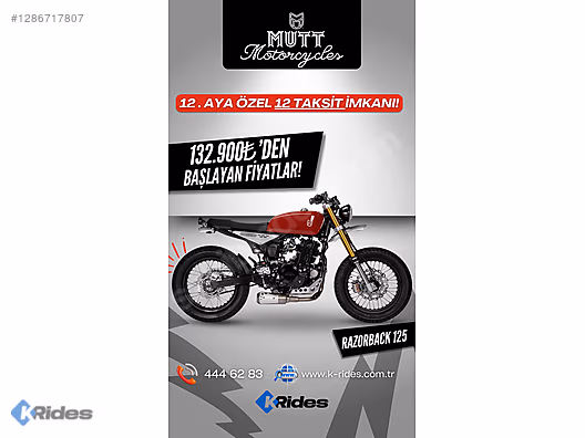 MUTT TÜRKİYE DİSTRİBÜTÖRÜ K-RİDES'TAN RAZORBACK 125 #1286717807