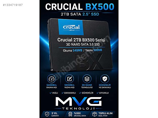 CRUCIAL BX500 2TB SATA 2.5'' SSD RESMİ DİSTRİBÜTÖR GARANTİLİ