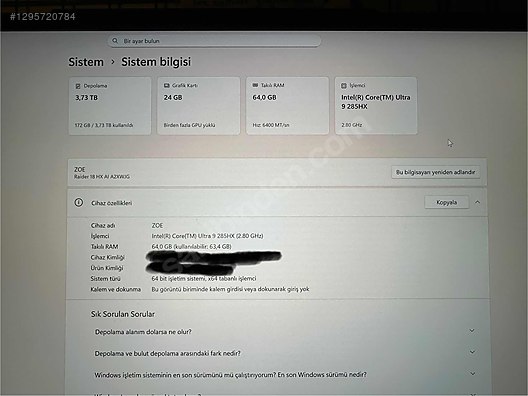 MSI / MSI RAIDER 18 HX AI A2XWJG-215TR sahibinden.comda - 1295720784