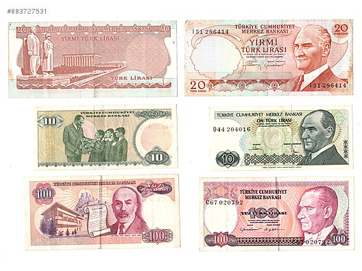 1970 eski banknotlar koleksiyonluk yerli kagit paralar sahibinden com da 883727531