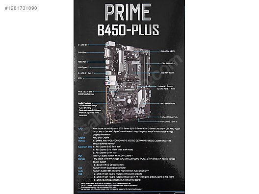 Asus Prime B450 Plus AMD AM4 DDR4 ATX Anakart - Anakart ve Tüm Masaüstü Bilgisayar Parçaları sahibinden.com'da