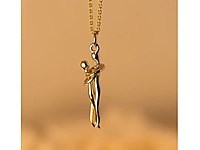 Çelik Birbirine Sarılan Çift Kolyesi