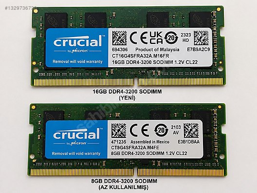 Crucial 16 GB DDR4-3200 SODIMM Crucial 8 GB DDR4-3200 SODIM