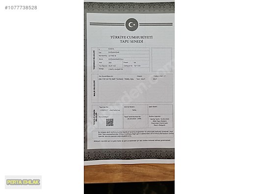 KONYA DOGANHİSAR 2 KATLI BİNA TAPU SAHİBİ PERTA EMLAK ÜMİT TAHMA #1077738528