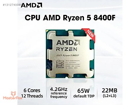 Amd Ryzen 5 8400F 4.2 Ghz 16 Mb Am5 Tray 65w Novga İşlemci Sıfır