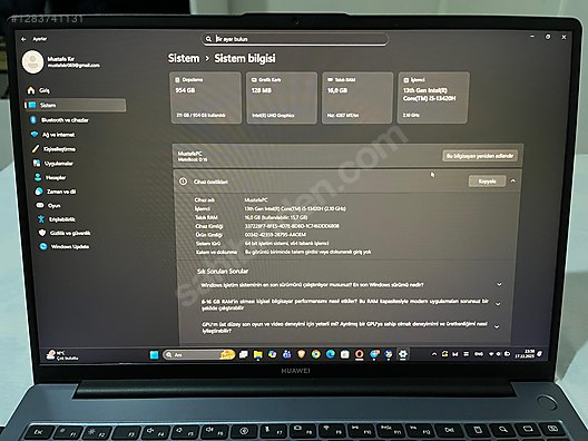 Huawei MateBook D16 i5 13. Nesil / 16GB RAM / 1TB SSD - İlan ve alışverişte ilk adres sahibinden.com'da