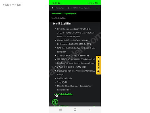 Intel Core i9 Monster Oyuncu Laptop - 1297744421
